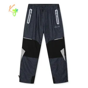 Chlapecké zateplené outdoorové kalhoty - KUGO C8861, šedá / šedomodrá výšivka Barva: Šedá, Velikost: 146