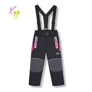 Dívčí lyžařské kalhoty - KUGO DK8230, černá / růžové zipy Barva: Černá, Velikost: 104
