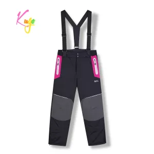 Dívčí lyžařské kalhoty - KUGO DK8231, černá / růžové zipy Barva: Černá, Velikost: 134