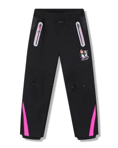 Dívčí softshellové kalhoty - KUGO HK5653, černá / růžové zipy Barva: Černá, Velikost: 104