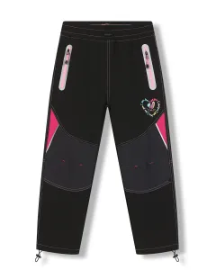 Dívčí softshellové kalhoty - KUGO HK7585, černá / růžové zipy Barva: Černá, Velikost: 104