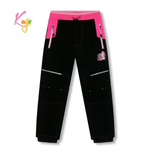 Dívčí softshellové kalhoty, zateplené - KUGO HK5612, černá / růžový pas Barva: Černá, Velikost: 116