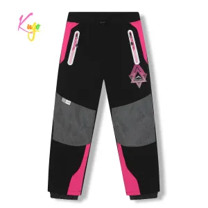 Dívčí softshellové kalhoty, zateplené - KUGO HK5620, černá / růžové zipy Barva: Černá, Velikost: 140