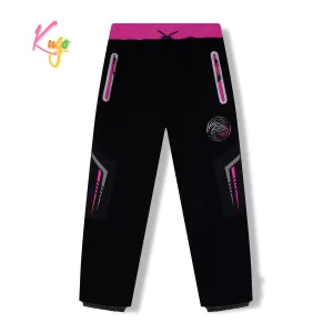 Dívčí softshellové kalhoty, zateplené - KUGO HK5621, černá / růžový pas Barva: Černá, Velikost: 134