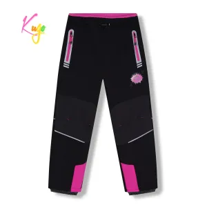 Dívčí softshellové kalhoty, zateplené - KUGO HK5622, černá / růžové zipy Barva: Černá, Velikost: 146