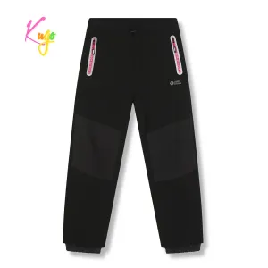 Dívčí softshellové kalhoty, zateplené - KUGO HK5629, černá / růžové zipy Barva: Černá, Velikost: 164