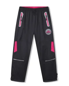 Dívčí šusťákové kalhoty - KUGO SK7751, černá / růžové zipy Barva: Černá, Velikost: 122