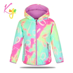 Dívčí zimní bunda - KUGO KM9981, batika/ fialkové zipy Barva: Mix barev, Velikost: 164