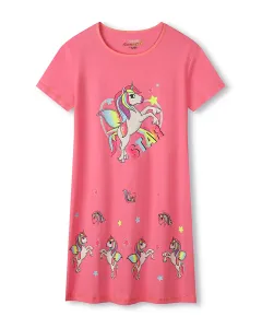 Dívčí noční košile - KUGO MN1766, tmavší růžová Barva: Růžová tmavší, Velikost: 116