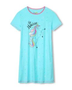 Dívčí noční košile - KUGO MN1769, tyrkysová Barva: Tyrkysová, Velikost: 134