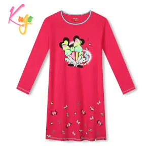 Dívčí noční košile - KUGO MN3775, sytě růžová Barva: Růžová, Velikost: 152
