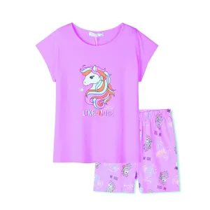 Dívčí letní pyžamo - KUGO TM6225, fialková Barva: Fialková, Velikost: 104