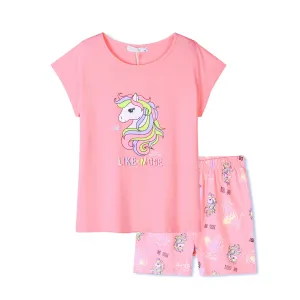 Dívčí letní pyžamo - KUGO TM6225, lososová Barva: Lososová, Velikost: 104