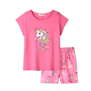Dívčí letní pyžamo - KUGO TM6225, růžová Barva: Růžová, Velikost: 104