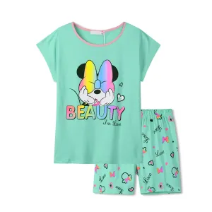 Dívčí letní pyžamo - KUGO WP0900, zelinkavá Barva: Zelená, Velikost: 134