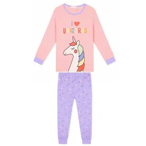 Dívčí pyžamo - KUGO MP1352, lososová/fialková Barva: Lososová, Velikost: 104