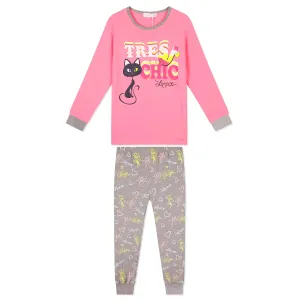 Dívčí pyžamo - KUGO MP1355, světle růžová/šedá Barva: Růžová světlejší, Velikost: 152