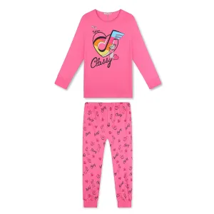 Dívčí pyžamo - KUGO MP1514, růžová tmavě/ šedé kalhoty Barva: Růžová sytě, Velikost: 146