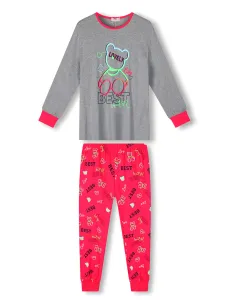 Dívčí pyžamo - KUGO MP1764, šedá / sytě růžové kalhoty Barva: Šedá, Velikost: 134