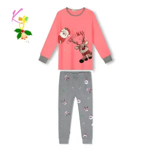 Dívčí pyžamo - KUGO MP3826, sytě růžová / šedé kalhoty Barva: Růžová, Velikost: 98