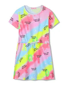 Dívčí šaty - KUGO SH3518, mix barev / fialkový lem Barva: Mix barev, Velikost: 122