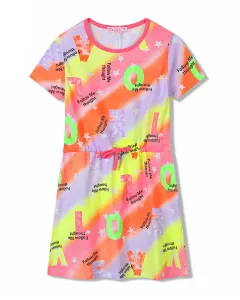 Dívčí šaty - KUGO SH3518, mix barev / růžový lem Barva: Mix barev, Velikost: 122
