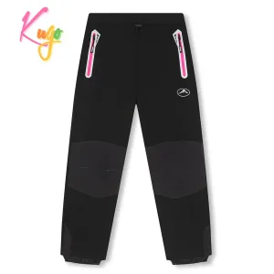 Dívčí softshellové kalhoty, zateplené - KUGO H5517, černá/růžové zipy Barva: Černá, Velikost: 146