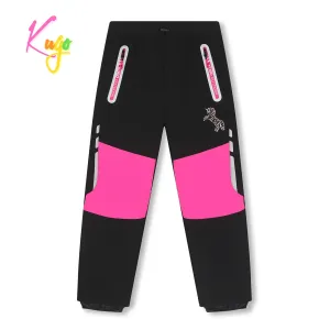 Dívčí softshellové kalhoty, zateplené - KUGO HK2516, černá / růžové zipy Barva: Černá, Velikost: 128