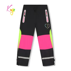Dívčí šusťákové kalhoty, zateplené - KUGO DK7127, černá / růžová Barva: Černá, Velikost: 104
