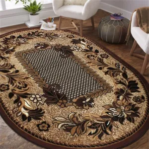 Oválný vintage koberec elegantní hnědé barvy #4801613