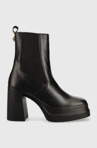 Kožené kotníkové boty Kurt Geiger London Stomp Heeled Chelsea dámské, černá barva, na podpatku