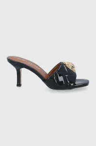 Kožené pantofle Kurt Geiger London Kensington Mule dámské, černá barva, na podpatku, 8489700309