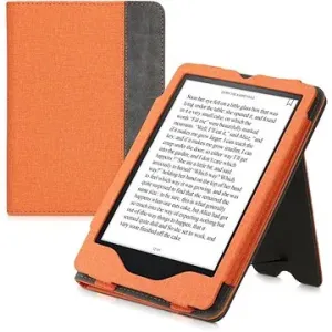 KW Mobile Double Leather - KW5626106 - pouzdro pro Amazon Kindle Paperwhite 5 (2021) - šedá, oranžov
