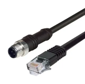 L-Com M12Rj454D-3 Sensor Cord, M12 4Pos-Rj45 Plug, 9.8Ft