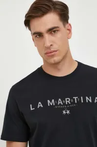 Bavlněné tričko La Martina černá barva, s potiskem #5963518