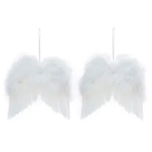 Sada 2 ks dekorací: Křídla bílá 13 x 9 cm