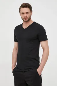 Bavlněné tričko Lacoste černá barva, hladké