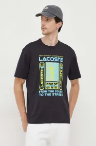 Bavlněné tričko Lacoste tmavomodrá barva, s potiskem #6038785