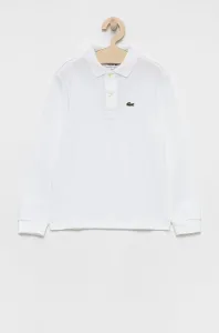 Dětská bavlněná košile s dlouhým rukávem Lacoste bílá barva, hladká