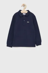 Dětská bavlněná košile s dlouhým rukávem Lacoste tmavomodrá barva, hladká