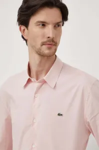 Košile Lacoste růžová barva, slim, s klasickým límcem