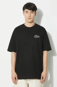 Bavlněné tričko Lacoste černá barva, s aplikací #6133874
