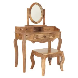 indickynabytek.cz - Toaletní stolek se zrcadlem + taburet z masivu mango