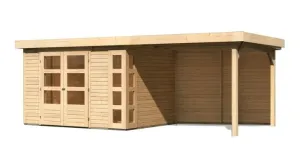 Dřevěný zahradní domek KERKO 5 s přístavkem 280 Lanitplast Přírodní dřevo #4000407