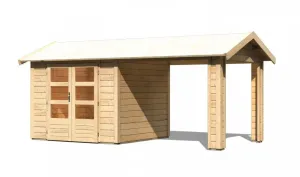 Dřevěný zahradní domek THERES 3 s přístavkem Lanitplast Přírodní dřevo #4207226