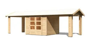 Dřevěný zahradní domek THERES 3 s přístavkem Lanitplast Přírodní dřevo #4207228