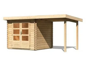 Dřevěný zahradní domek BASTRUP 2 s přístavkem Lanitplast