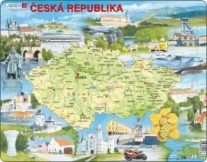 Puzzle MAXI - Mapa Česko atraktivní místa/77 dílků