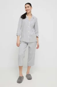 Bavlněné pyžamo Lauren Ralph Lauren šedá barva, bavlněná