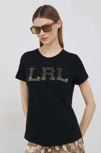 Bavlněné tričko Lauren Ralph Lauren černá barva